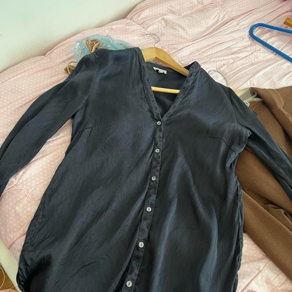 Black Silk Button Down Top - Picture 3 of 7